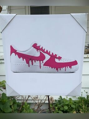 Pink Drip Sneaker Canvas Art NWT